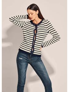 MADELEINE Кардиган в полоску из букле цвета экрю/темно-синего