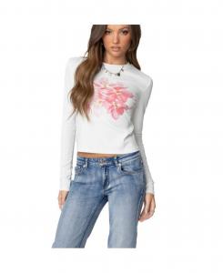 Женская футболка с длинными рукавами Blossom Edikted, White