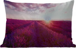 Подушка для улицы - Лаванда - Цветы - Франция - 50 x 30 см - Устойчива к погодным условиям - Подушка для отдыха - Подушка для дивана - Украшение для гостиной MuchoWow