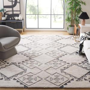 Ковер SAFAVIEH, 244 x 305 см, - Casablanca Collection - большой - Ivory & Grey, ручной работы из шерсти, марокканский этнический дизайн, идеально для гостиной, спальни, столовой (CSB303A)