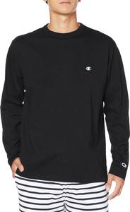 Мужская футболка с длинным рукавом Champion C8-X408, круглый вырез, 100% хлопок, вышитый логотип One-Point, базовая футболка, черная