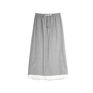 ELLE Повседневная длинная юбка для женщин, светло-серая, Moderate