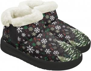 Женские зимние ботинки KEIAHUAN с утеплителем из меха, удобные кроссовки на снег с пушистым воротником, подходящие для улицы, Christmas Tree Snowflake