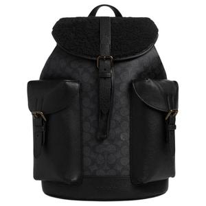 COACH Кожаный рюкзак из коровьей кожи большого размера мужской черный