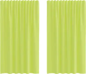 Шторы из вуали с карманами на штанге, 2 шт., цвет яблочно-зеленый vidaXL