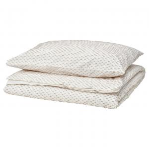 Пододеяльник и наволочка, бело-бежевые, 150x200/50x80 см IKEA Bandknippe