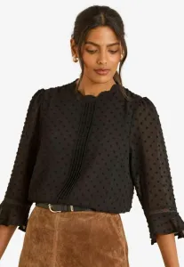 Блузка из ткани добби с рукавами-колоколами 3/4 прямого кроя Love & Roses, Black