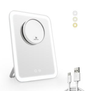 Косметическое зеркало с подсветкой и съемным дополнительным зеркалом белое Emke, белый