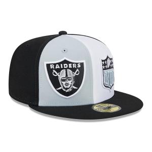 Мужская облегающая шляпа New Era серого/черного цвета Las Vegas Raiders 2023 Sideline 59FIFTY