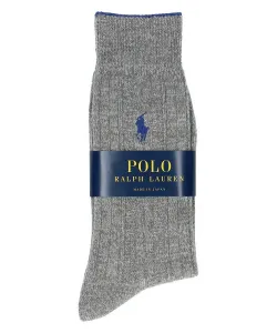 Мужские шерстяные носки средней высоты с узором из кос Polo Ralph Lauren, цвет 93. Light Gray