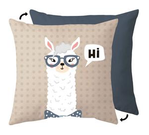 Декоративная подушка Лама Хай бежевый синий Geda Labels