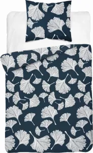 Постельное белье из хлопка 140x200 Цветы Листья Синие Detexpol