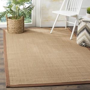Ковер SAFAVIEH, 122 x 183 см, Natural Fiber Collection Accent - Multi & Light Brown, Border Stripe Sisal Design, Easy Care, Ideal for High Traffic Areas in Entryway, Living Room, Bedroom (NF132D)