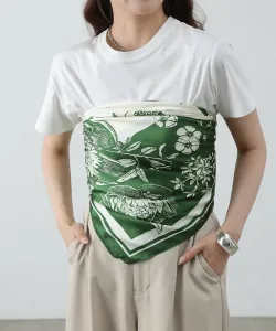 Большой шарф с цветочным принтом 90х90 Colony 2139, цвет Dark Green