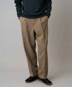 Легкие в уходе, устойчивые к образованию катышков брюки LANATEC Check One-Tuck Wide Easy Slacks (можно стирать в машине, эластичные) Avv, цвет Brown Check Pattern