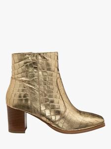 Ботильоны из натуральной кожи с эффектом крокодила Ravel, золотой