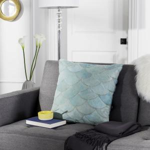 Подушка декоративная Safavieh Metallic Scale Cowhide, 18x18 см, сине-зеленый