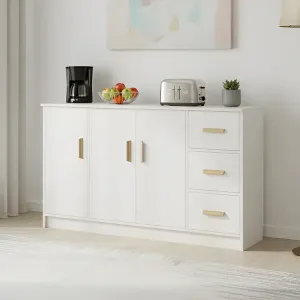 Lanyu Комод 120х40х80 см для спальни и гостиной настенный из массива дерева с шпоном, 5 ящиков, цвет теплый белый