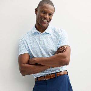 Мужская поло для гольфа с принтом Flx, Blue Geo Outlines