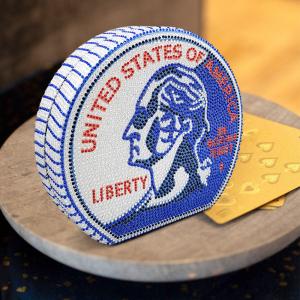 Клатч с пайетками в виде монеты США FASHNZFAB, синий