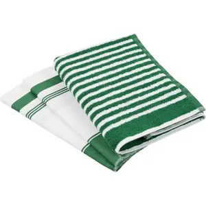 Кухонное полотенце Exclusiv 1x кухонное махровое полотенце (полоски) и 2 кухонных полотенца (садовые травы) Ross, зеленый