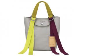 Le Pliage Re play Canvas With Leather Trim Canvas Shoulder Bag, Handbag Trumpets Women's Gray LONGCHAMP