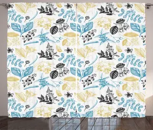 ABAKUHAUS, расписанная вручную деревенская штора с рисунком лекарственных растений, универсальная ленточная штора для гостиной с петлями и крючками, 280 x 225 см, разноцветная Abakuhaus