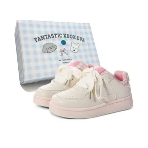 FANTASTIC XBOX Женские низкие скейтерские кеды бежево-розовые (индивидуальная упаковка с щенком), цвет Beige Pink (Custom Puppy Box)