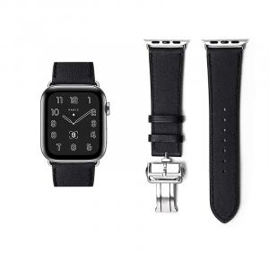 Vobafe Часы Strap Apple Compatibility Cowhide Leather Material 43mm, Imported Swift cowhide ★ black