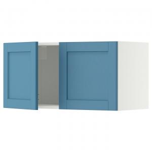 Настенный шкаф с 2 дверцами, белый/синий цвет Lerhyttan, 80x40 см. IKEA Metod