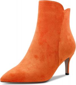 Женские ботильоны Aachcol, короткие сапожки, зауженный носок, на молнии, стойкий каблук средней высоты, лаковая кожа, 2,5 дюйма, Orange