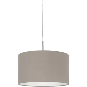 Подвесной светильник PASTERI E27, подвес, для гостиной, столовой, кухни, текстильный абажур, 110x38 см Eglo, Cappuccino/nickelfarben