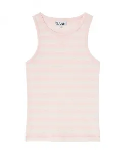 Мягкая хлопковая ребристая майка Ganni, мультиколор