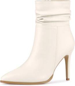 Женские ботильоны Allegra K с зауженным носком и каблуком-стилетто, Cream