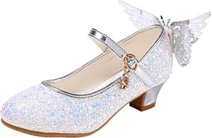 Сандалии на каблуке для женщин, туфли для бальных танцев, латиноамериканских танцев, сальсы и танго (цвет: серебристый, размер: 2 (детский, Великобритания)) Generic