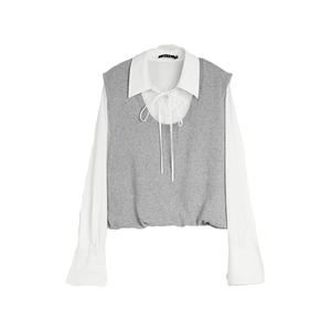 ELLE Трикотажный комплект для женщин Medium Gray Lapel Moderate Mock Two Piece
