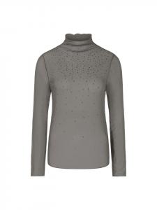 Сетчатая рубашка с длинными рукавами и стразами горячего закрепления в нежно-угольном цвете MARC CAIN COLLECTIONS