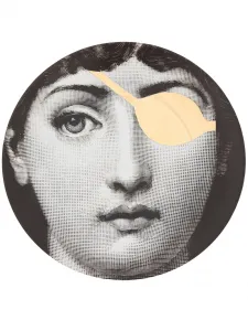 Тарелка с золотистой отделкой, 26 см, Fornasetti, черный