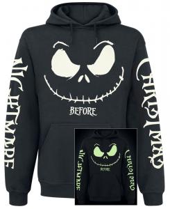 Толстовка с капюшоном The Nightmare Before Christmas Jack Face - Glow in the dark, черный