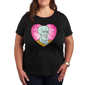 Футболка Plus size с принтом Handsome Squidward в виде сердца из SpongeBob SquarePants Nickelodeon, Black