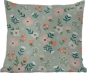 Подушка для улицы - Цветы - Пастельные цвета - 50x50 см - Устойчива к погодным условиям - Подушка для отдыха - Удобная - Подушка с рисунком MuchoWow