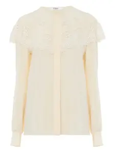Блузка с кружевной отделкой CHLOÉ, белый