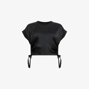 Топ Allsaints Mira из стрейч-сатина облегающий укороченный, черный
