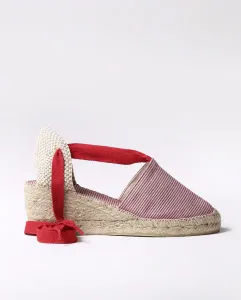 Женские эспадрильи на танкетке из полосатой ткани с лентами Toni Pons, красный