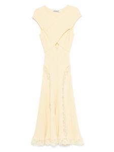 Трикотажное платье миди с кружевной вставкой Self-Portrait, желтый