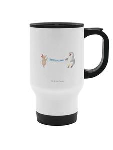 Mr. & Mrs. Panda Термокружка «Мышка-пингвин» с надписью «День рождения», белого цвета, без надписи