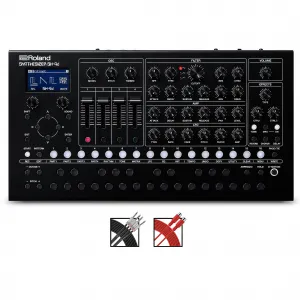 Компактный настольный синтезатор Roland SH-4d с кабелями MIDI и аудио