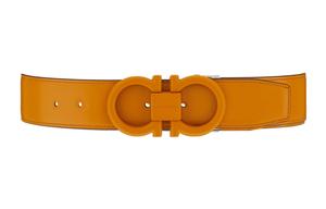 Ferragamo Кожаный ремень из коровьей кожи мужской коричневый 3,5 см