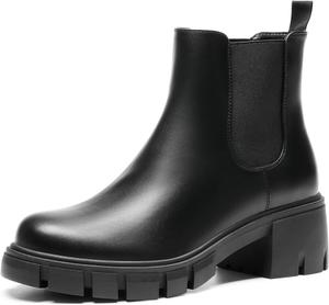 Женские эластичные ботильоны DREAM PAIRS Chelsea на платформе с низким широким каблуком и грубой подошвой, на осень, с удобным надеванием, Black