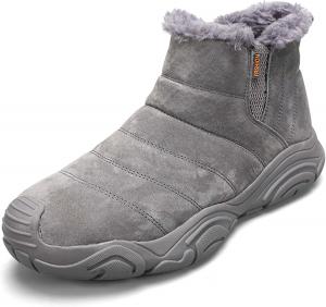 Мужские зимние ботинки с меховой подкладкой, водонепроницаемые, теплые, на щиколотку, противоскользящие, для прогулок на улице, хлопковые Generic, серый